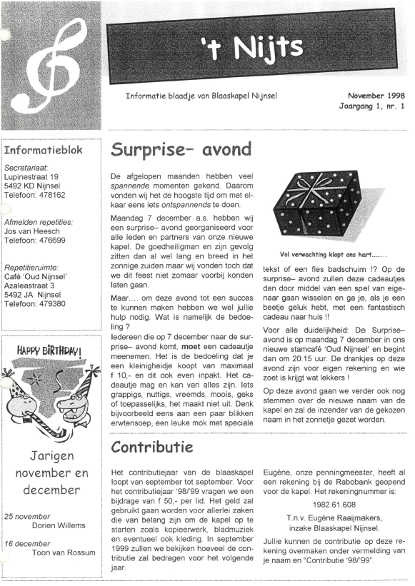 1ste editie 't Nijts 1998